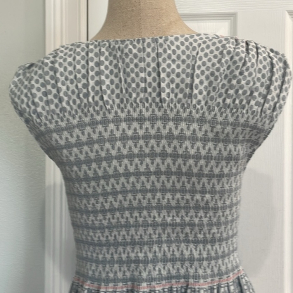 NWOT Smoked Summer Dress gray white Cap sleeve Medium Womens Medium - Picture 4 of 5